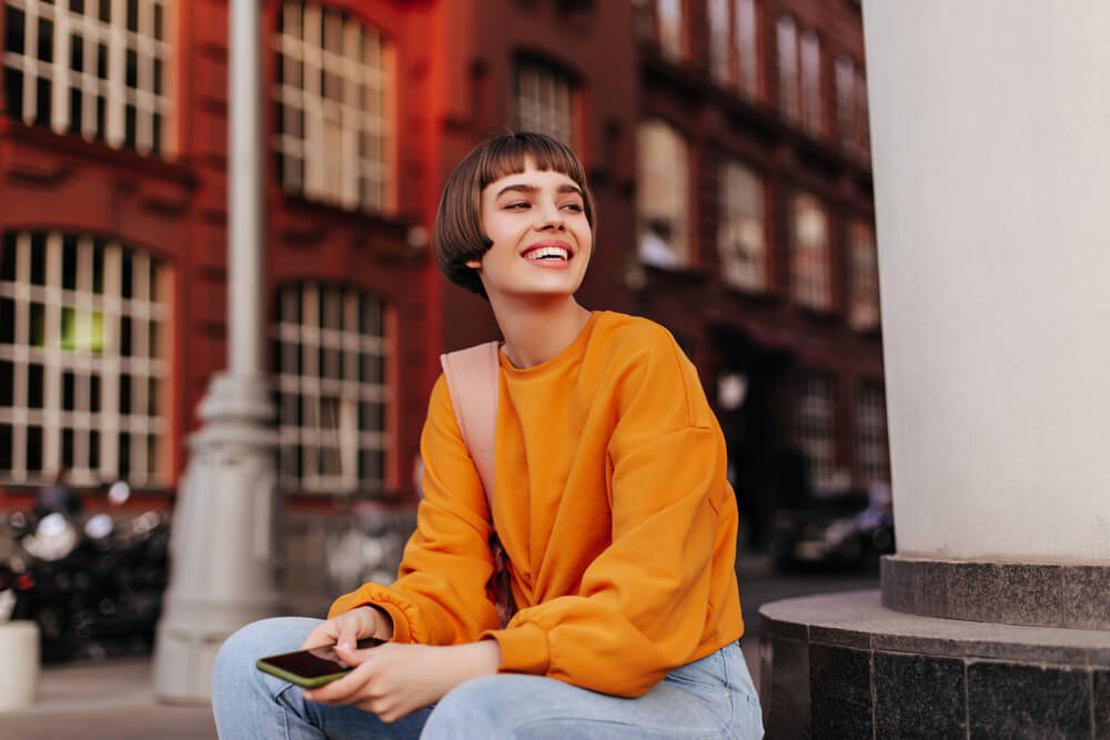 Woman with bangs