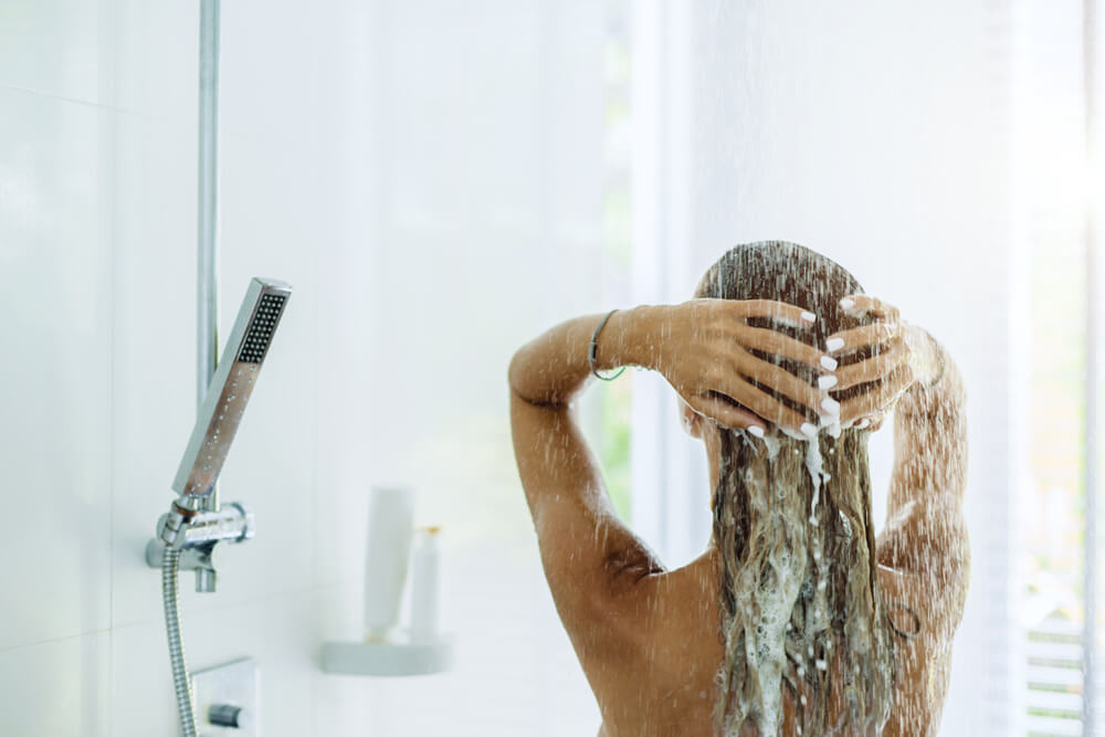 Woman washing hair