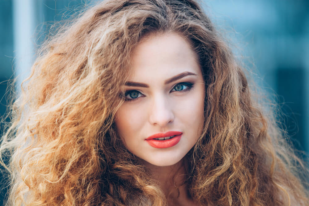 Woman with frizzy hair