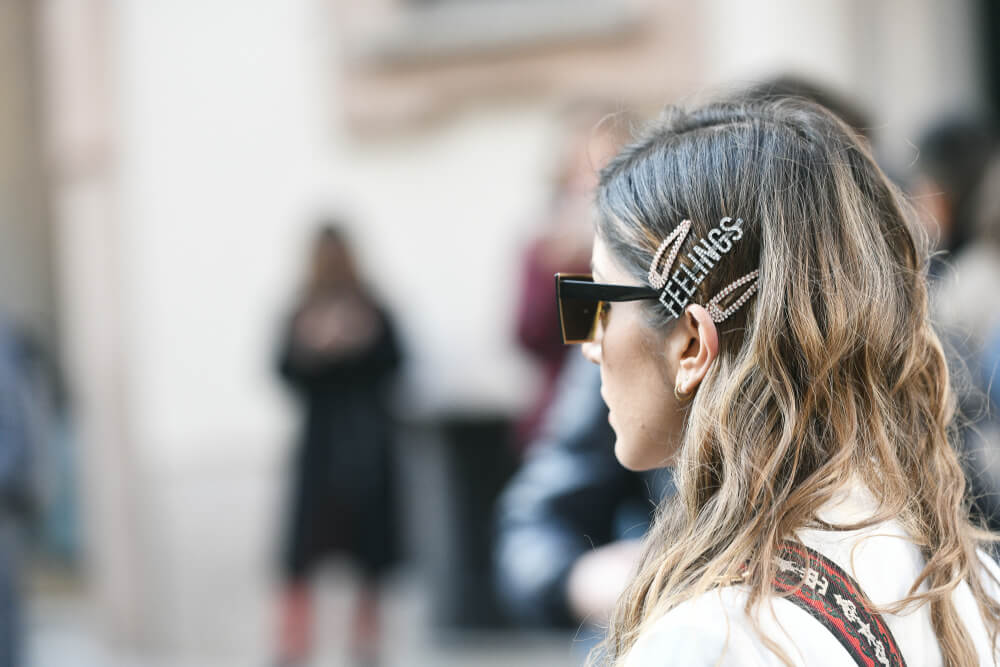 Woman with hair clips