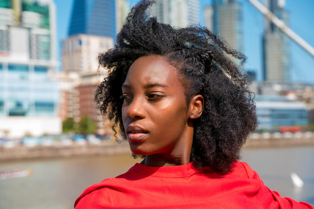 Woman with side braid