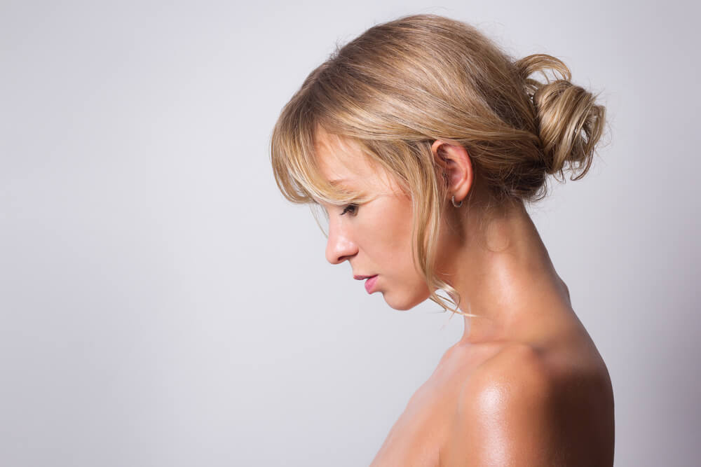 Woman with low bun