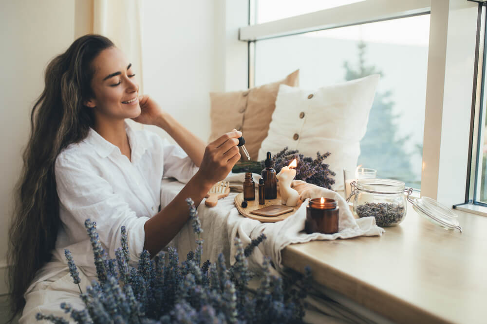 woman doing aromatherapy