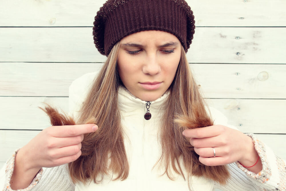 woman winter dry hair