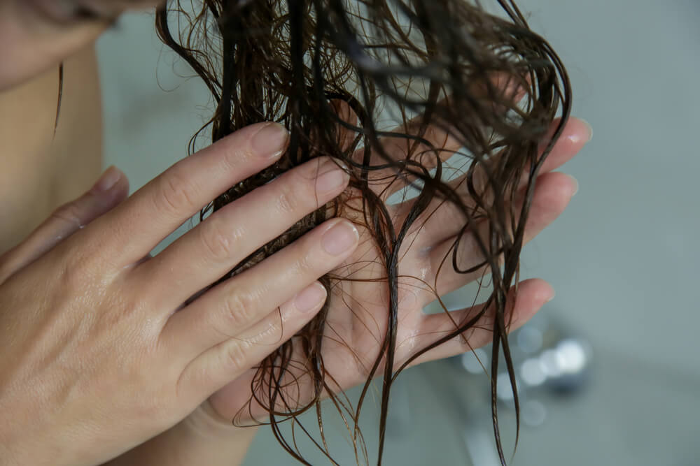 woman damp hair