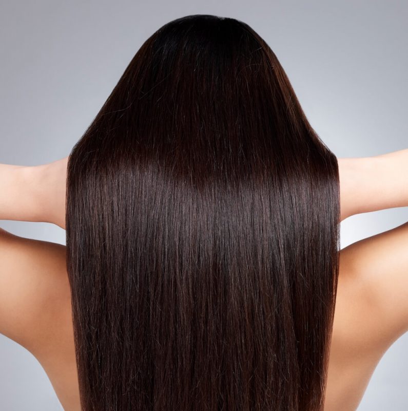 woman shiny straight hair