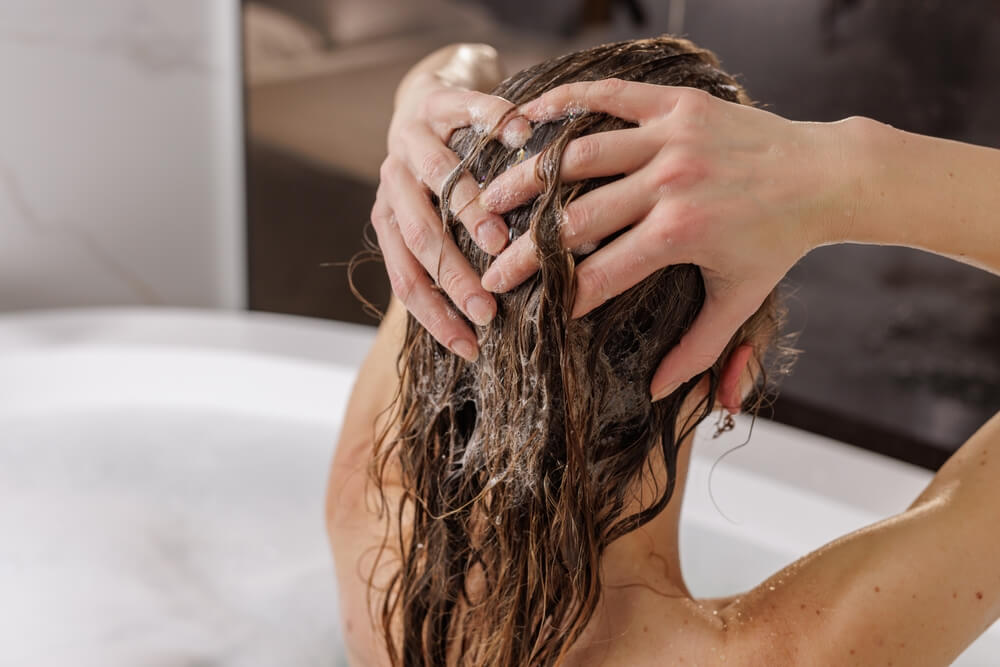 woman washing hair